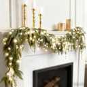 Bluesea 6FT Christmas Norfolk Pine Garland, Real Touch Pine, Faux Greenery Garland for Fireplace,Table, Stairs, Mantle, Window,Indoor Outdoor,Home,Holiday Decor1 Pcs