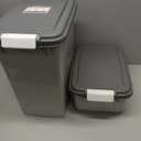 IRIS USA Dog Food Storage Container, 30 lbs & 11 lbs Combo, Cat Food Storage Container, Dog Treat Container, Airtight, Stackable, 2-Cup Scoop, Wheels, Easy Mobility, Gray, 3-Piece Set - 30 lbs + 11 lbs