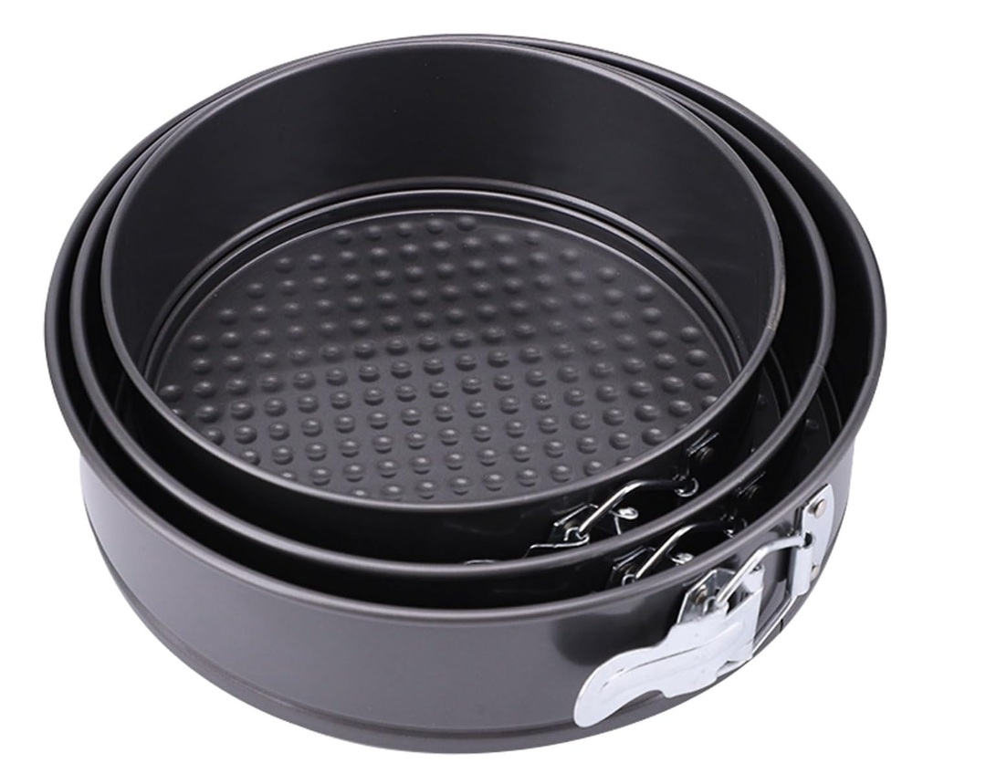 Springform Pan, Nonstick Cake Pan, Round cheesecake pan with leak-proof non-stick bottom removable bakeware.3 pieces 3 sizes, 18, 20 and 22 cm for Cakes, Cheesecakes, Pizzas and Quiches.