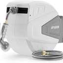 Ayleid Retractable Garden Hose Reel,5/8 in x 100 FT Wall Mounted Hose Reel, with 9- Function Sprayer Nozzle, Any Length Lock/Slow Return System/Wall Mounted/180Swivel Bracket (Gray)