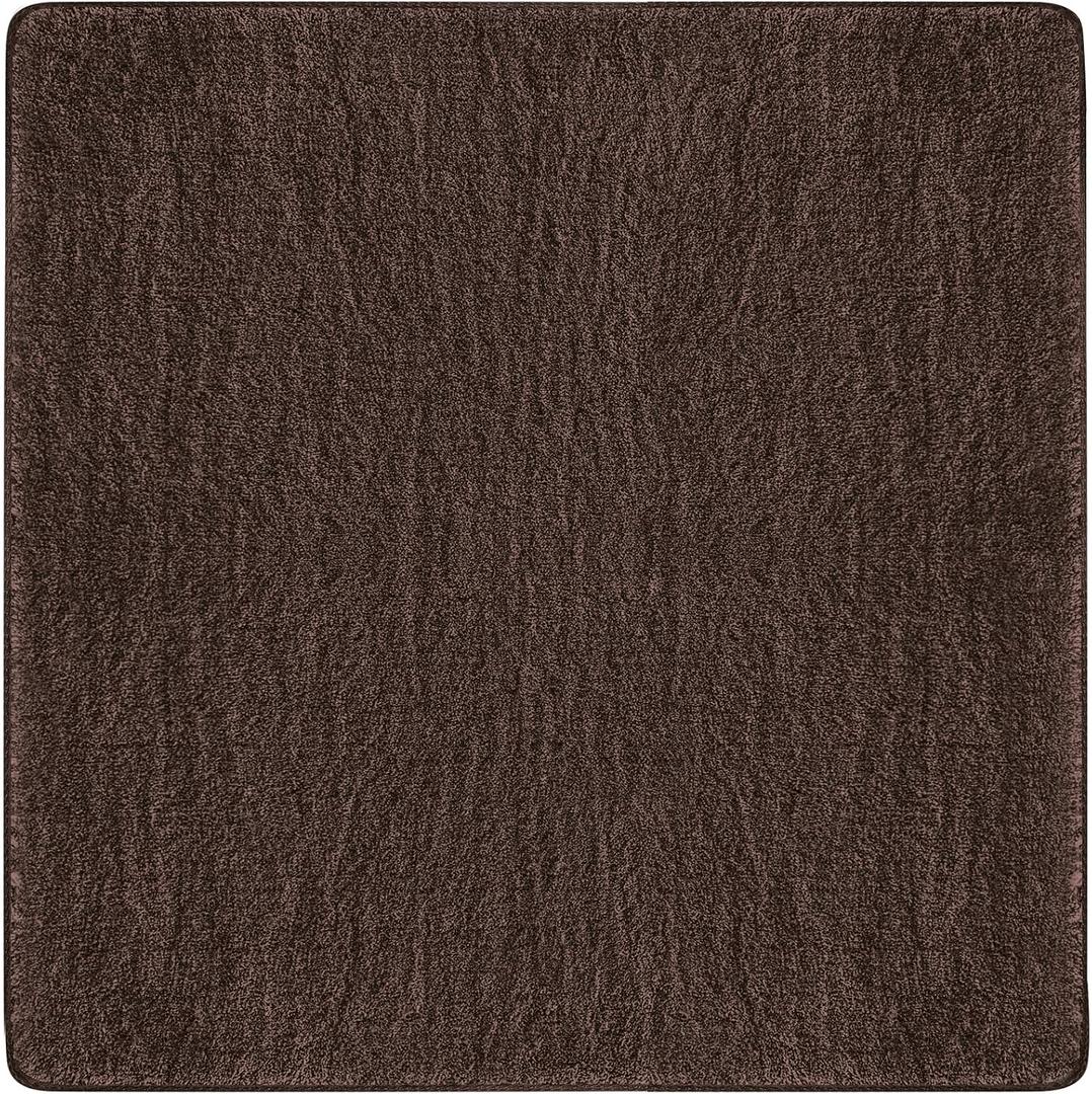 PURE ERA Carpet Stair Tread Landing Mat Area Rug Ultra Plush Shag Soft Non Slip Skid Resistant Tape Free Indoor Doormat Washable Reusable Dark Brown 30 x 30 Inch