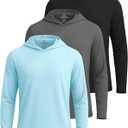 Real Essentials 3 Pack: Men's Dry Fit Wicking Long Sleeve Fishing Active Hoodie Pullover Sweatshirt (Big & Tall) (Black, XL)