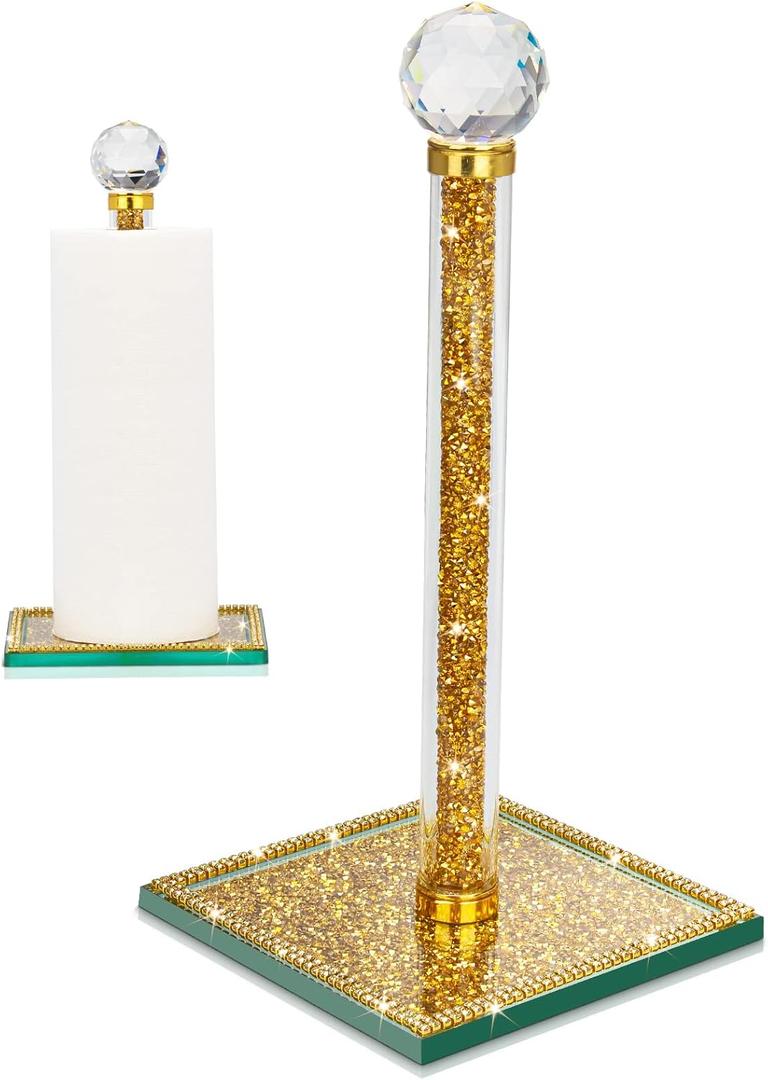 Gold Paper Towel Holder Stand Crystal Paper Towel Holder Countertop Bling Kitchen Accessories