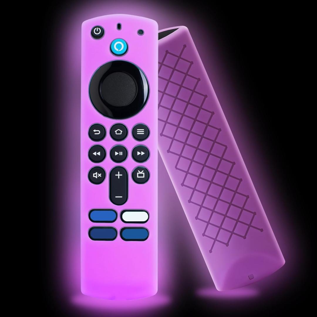 Remote Cover Glow in The Dark Compatible with Fire TV Stick 4k, Fire TV Stick HD, Remote Case Anti Slip Silicone Sleeve (Purple 1pcs)