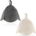 JaGely 2 Pcs Wool Sauna Hat Sauna Accessory Russian Banya Cap Vaporarium Hat Protection from Overheating for Spa Bath Steam Room (Gray,White) (Gray)