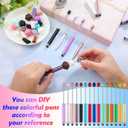 Resurhang 30 Pcs Plastic Beadable Pens 2 in 1 Stylus Bead Pens bulk with 30 Pcs Black Ink Refills for Rubber Touch Screen Handwriting DIY Making ballpoint Gifts Office School Supplies(Stylus)