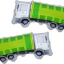 Garbage Truck Balloon - 2 Large Trash Truck Foil Balloons - Garbage Truck Birthday Party Supplies - Perfect for Birthday Parties, Events, Decoration, or a Truck Party - Ribbon Included (green) (green)
