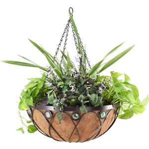 Arcadia Garden Products Emerald Series Round Hanging Basket Planters, 20-Inch Metal Copper Accent CB03