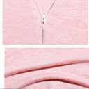 LUSMAY Women's Casual Zipper V Neck Short Sleeve Tunic Tops Loose Fitting T Shirts Blouse (Pink, M)