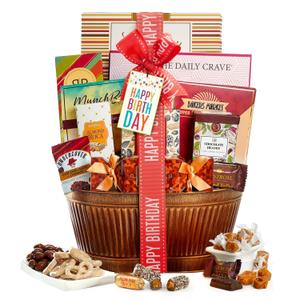Broadway Basketeers Birthday Gift Basket  Gourmet Snacks & Sweet Treat Box with Cookies, Candy, Chocolates & more - Food Gift Basket for Women, Men & Families - Happy Birthday Surprise Box, Kosher