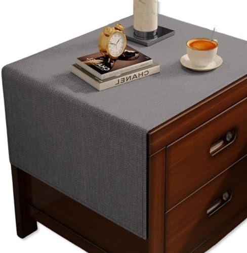 Bedside Table Mat Nightstand Dust Cover Waterproof Cotton and Linen- Grey (27.6" x 17.7" (Rectangular))
