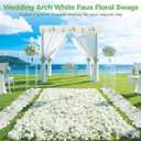 6 PCS Wedding Arch Artificial Flower Panels, Faux White Hydrangea Floral Swags, Artificial White Flowers for Backdrop, Wall Decor, Flower Row for Table Centerpiece, Aisle Runner Decor
