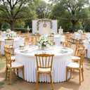 Outpain 6 Pack White Round Spandex Tablecloths for 60in Tables, 120Inch Stretchy Fitted 5FT Round Table Clothes,Wrinkle Free Table Cover with Skirt for Wedding Party Dining Banquet