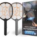 2-Pack Electric Fly Swatter, Black & Gray, AA Battery Operated Bug Zapper Racket for Indoor/Outdoor Use, Mosquito & Fly Killer, Handheld Insect Catcher
