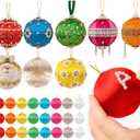 Syhood 24 Pcs 2.76 Inch Christmas Satin Balls Ornaments DIY Craft Foam Silk Christmas Ball Ornaments DIY Multicolor Yarn Xmas Tree Hanging Decoration for Xmas Tree Party Holiday Supplies