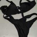 Verdusa Women's Twist Front Bikini Set High Cut Thong Tied Back Two Piece Swimsuit L