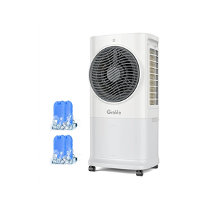 Grelife 3-in-1 Portable Air Conditioner, 400 Sq.Ft Evaporative Air Cooler with 1.72Gal Tank & 4 Ice Packs, 360° Oscillation, 30ft/s Wind Speed, 42dB Quiet, 8H Timer for Bedroom/Office/Home