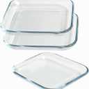 7 Inch Square Tempered Glass Dessert Plates, Small Mini Appetizer, Fruit, Salad and Cake Plates, Set of 3