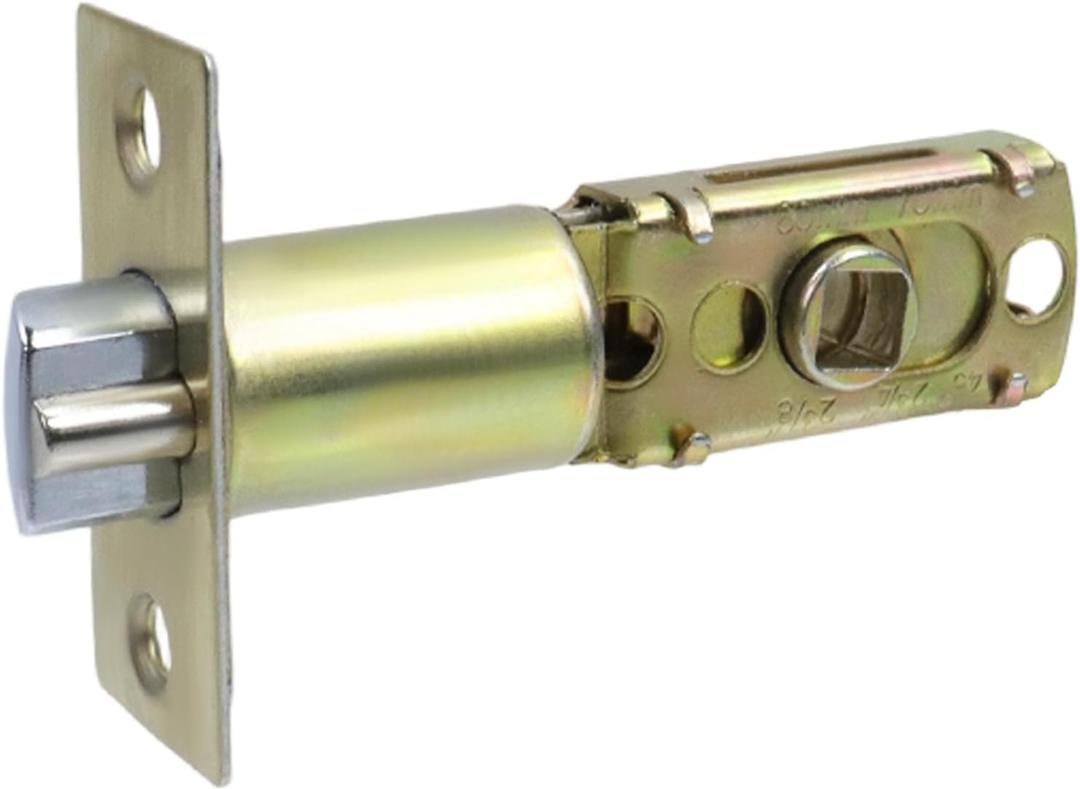 Geesatis Adjustable Deadlatch 2-3/8" or 2-3/4",45°Rotation Entry Door Lock Replacement Latch,Smart Door Lock Deadlatch,Golden,Pack of 1