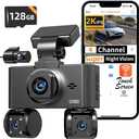 4 Channel Dash Cam Front and Rear Inside Left Right Car Dash Camera 360 View, 2K QHD Car Camera Supper Night Vision with 128GB Card, 5G WiFi 3.16 IPS Touch Screen, G-Sensor,24H Parking Mode