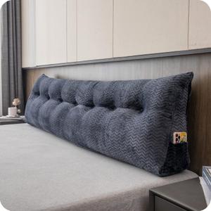 Large Bolster Triangular Headboard Wedge Backrest Positioning Support Bed Rest Reading Pillows Headboard Wedge Pillows for Day Bed Bunk Bed with Removable Cover, King (76x8x20 Inches) (Grey)
