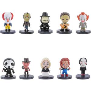 10PCS Horror Movie Action Figure Mini Scary Anime Action Figures Halloween Horror Killer Set for Decor Collectible Merchandise