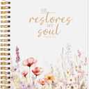 Christian Notebook for Women, Prayer Journal for Women, Bible Journaling Notebook, PSALM 23:3 He Restores My Soul Floral Spiral Notebook 5.5x8.3