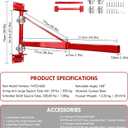660LBS Max Load Wall Mount Jib Crane, Hoist Support Arm, Electric Hoist Holder Swing Arm, 180 Swivel Steel Lifting Arm with Adjustable Pole for Hoist, Scaffolding Lift, Factories, Garage