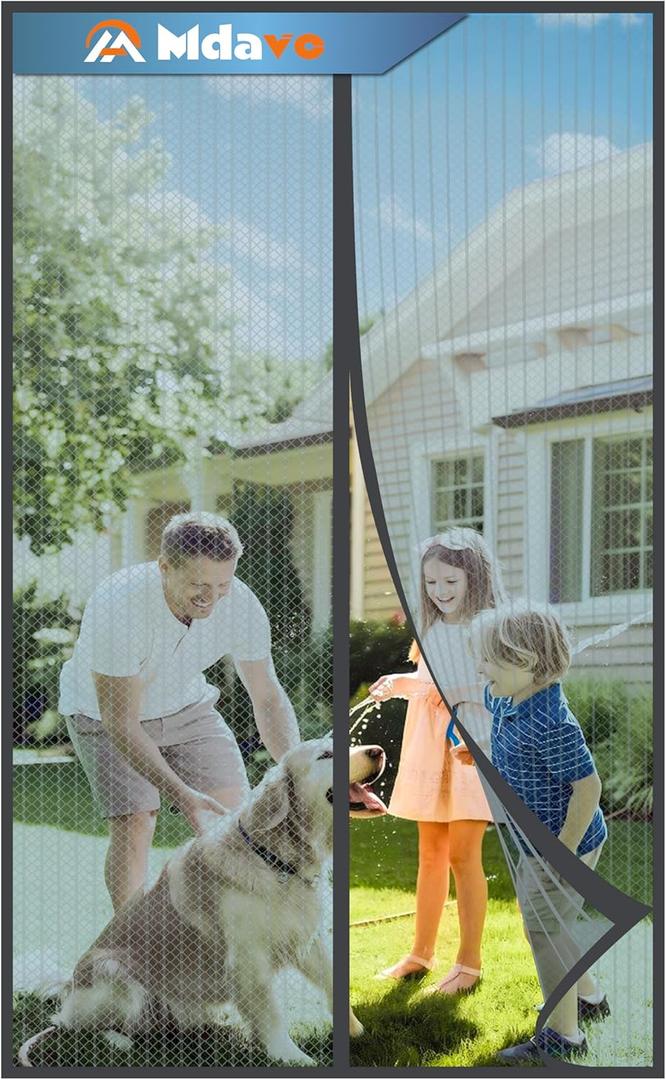 Mesh Screen with Magnetic Closure-Keeps Bugs Out Let Breeze in, Heavy Duty - Pet and Kid Friendly, Works with Front, Sliding Doors (38 x 82 Inch) Gray