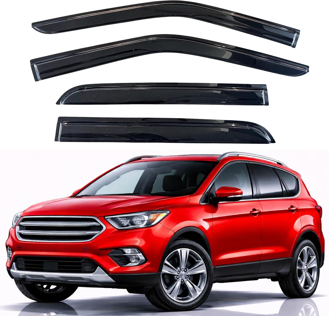 KPY Rain Guards Fit for 2013-2019 Ford Escape, Out-Channel Window Visors Vent Wind Deflectors 4PC, Car Accessories for 13-19 Escape