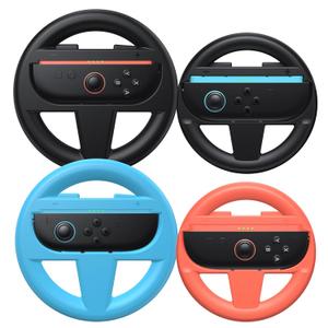 3 x Kinwin 4 Pack Steering Wheels for Nintendo Switch 2 (2025) Joypads, Racing Wheel Controller for Mario Kart World & 8 Deluxe, Ergonomic Design Grip for Joycon 2 Accessories (Black, Orange and Blue)