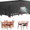Velway Patio Furniture Cover Waterproof - Heavy-Duty 500D Upgraded Tear-resistant Outdoor Table Chair Set Cover with Windproof Buckles&Large Air Vent Anti-UV Rectangle Furniture Covers 67"x37"x28" (Black)