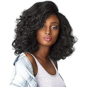 Sensationnel Curls Kinksandco Half Wig - Top Lady Instant Weave Drawstring Cap for Natural 3C to 4C Hair Textures (1B OFFBLACK)