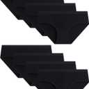 Adorel Teen Girls Underwear Cotton Panties Briefs Solid Color Pack of 8 (11-12 Years, Black)