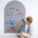 48x32 Magnetic Wall Decal Arch Shape -Black Chalkboard for Kids Playroom & Classroom Heavy Duty Magnetic Base for Building Tiles & Letters | Includes Liquid Chalks & Accessories (Grey)