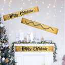 2 x 8PCS Christmas Wizarding Theme Banners Harry Party Ornaments for Xmas Tree Printed Footprint Rustic Wizard Burlap Ribbon Ornaments Magical Christmas Decoration for Vintage DIY Holidays Party Supplier