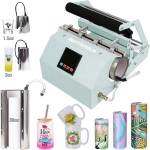 BetterSub 3in1 Tumbler Mug Heat Press Machine 30 OZ 20 OZ 16 OZ Sublimation Straight Skinny Tumbler Mug 3 OZ 1.5 OZ Shot Glass,11 OZ 15 OZ 16 OZ Sublimation Mug Heat Transfer (3in1 Teal)