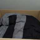 Chezmoi Collection Upland 7-Piece Quilted Patchwork Comforter Set, Black/Gray/Light Gray, Queen