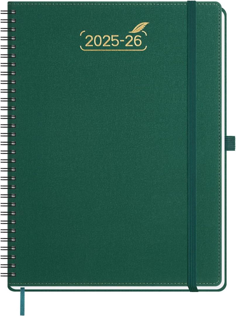 BEZEND 2026 Planner Weekly and Monthly (8.5" x 11"), Large 2-Column Calendar Book (Jul 25-Dec 26), Dual Schedule for Daily Appointment, Easy Track Tabs, Spiral, PU Leather Softcover, Evergreen