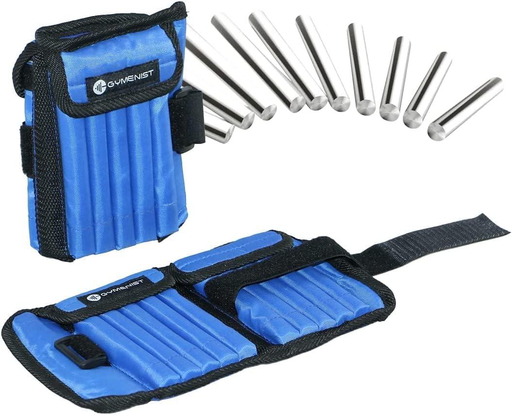 Gymenist Pair Of Adjustable Ankle Weights Can Be Adjusted Easily With Metal Sticks Weight Set of 2 Wrist and Ankle Workout Exercise Weights (one size, 5-LB Blue (Total 10-LB))
