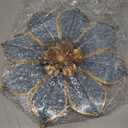 Metal Flowers Wall Decor Blue and Gold Wall Art Hanging Decorations 3 Pc Rustic Modern Floral Sculpture Wall Accent Artwork Indoor Outdoor for Bathroom Bedroom Living Room Garden Patio Porch 10 Inch