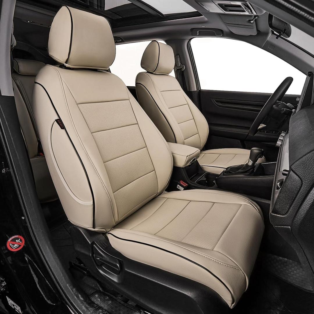 EKR CRV Seat Covers Custom Fit for Honda CRV 2023 2024 2025 2026 Leather Car Seat Cover Full Set for Trucks SUV,Waterproof Car Seat Cushion,Faux Leather (Beige) (2023-2026 CRV EX,EXL,LX ,Sport,Hybrid)