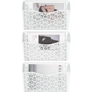 EasyPAG 3 Pack Hollow Design Wall-Mounted File Organizer - Heavy Duty Metal, Vertical Space Saving, Letter Size Single Pocket Holder for Office, Home, School, White
