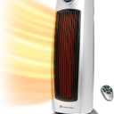 Comfort Zone Ceramic Tower Space Heater, 1500W Portable Electric Heater with 80 Oscillation, Digital Controls & Remote, Tip-Over & Overheat Protection, Indoor Heater for Home, Office & Bedroom