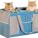 Large Cat Carrier for 2 Cats, 21.7x 13.8x 13.8in Pet Carrier for Cat and Dog Up to 38lbs, All-Sided Mesh Cat Carrier with Great Ventilation, Portable Soft Sided Pet Carrier for Traveling(Blue)