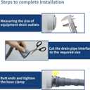 5 FT Washing Machine Drain Hose, Flexible Dishwasher Drain Hose Extension Kit, Universal Washer Drain Hose, Corrugated Washer Hose with 1 Adapter, 2 Hose Clamps, 1 U-Bend Hose Holder, Gray