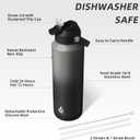 BJPKPK Insulated Water Bottle with Straw Lid, 40oz Large Thermo, BPA Free Leak Proof Stainless Steel Metal Water Bottles, Tumblers, Cups, Flasks for Travel, Sports,Black Grey