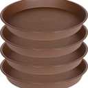 4 Pack of 18 19 inch Plant Saucer Drip Tray (16.6 inch Base), Heavy Duty Large Deep Plant Saucers for Pots, Bird Bath Bowls, Plastic Planter Water Trays for Indoors Outdoor (18", Chocolate)