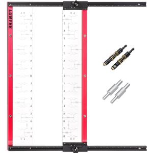 LUNYEE Shelf Pin Jig with Self-Centering Drill Bits, 1/4 Inch & 5mm Shelf Pin Drilling Jig for 32mm System, Cabinet Hole Drilling Template, Cabinet Installation, Closet Shelving, 17 Hole Rows