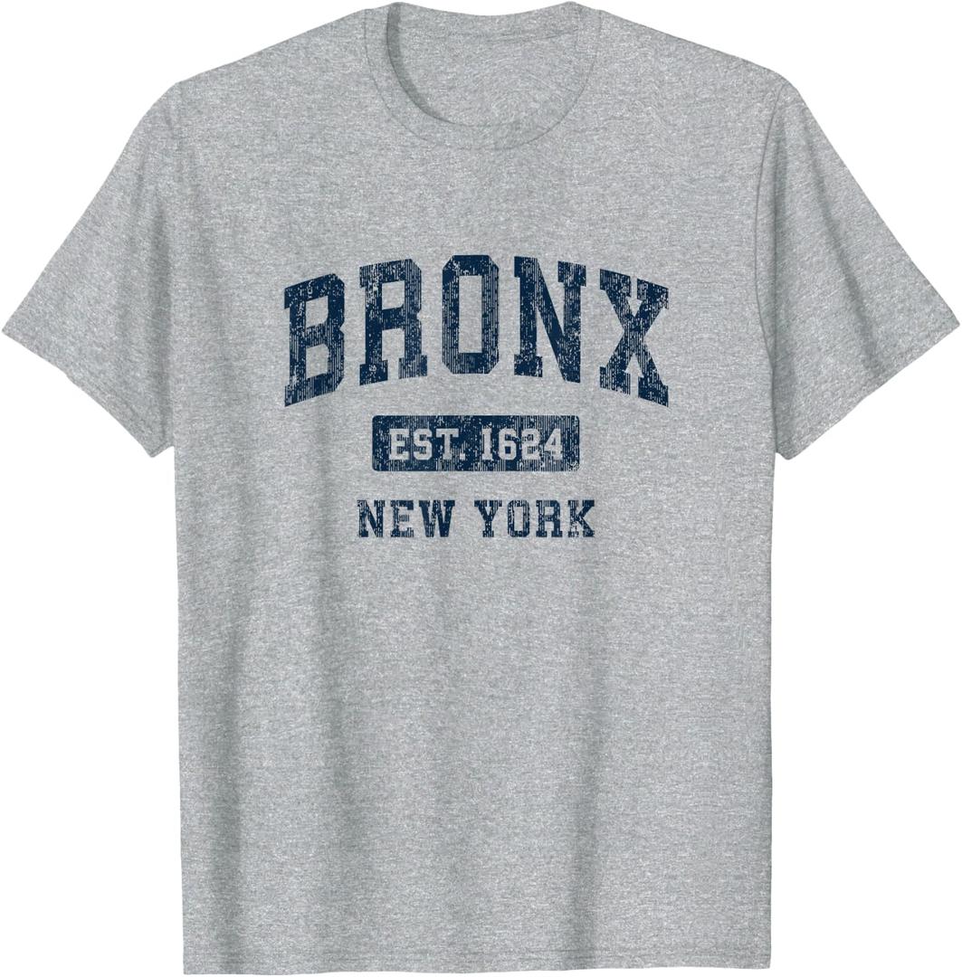 Bronx New York NY Vintage Athletic Sports Design T-Shirt (Gray, XL)